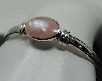 Sterling Cuff Bracelet with Pink Mother of Pearl (Medium to slightly larger wrists)