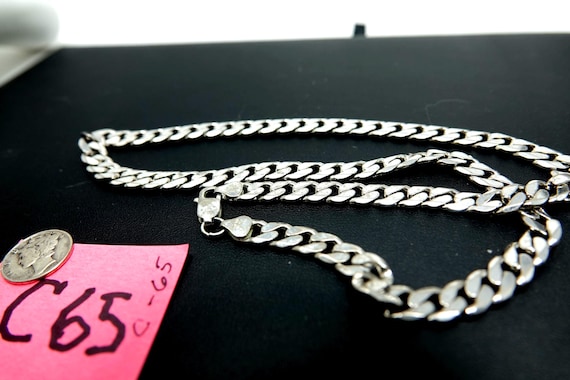 22"  Solid Sterling Cuban Link Necklace - image 2