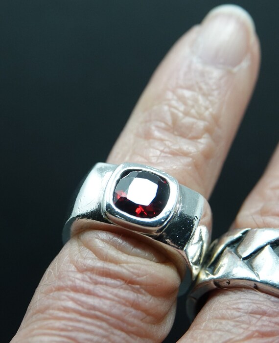 Size 5 3/4 Sterling and Garnet Ring - image 4