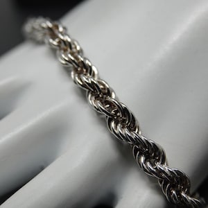 8&quot;   6MM Wide Sterling Rope Bracelet