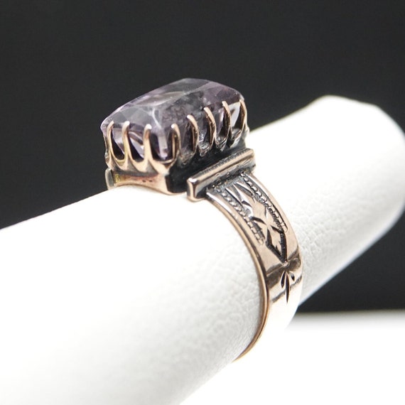 Size 4.5 14K Yellow Gold Victorian Era Amethyst R… - image 4