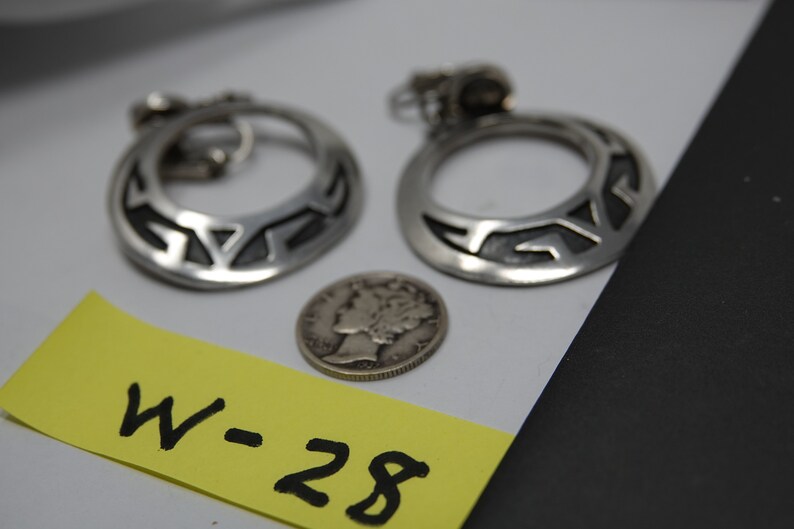 Old Mexico Sterling Clip On Hoop Earrings
