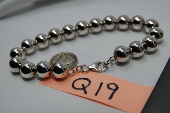 8" Sterling 10mm Beaded Bracelet - image 4