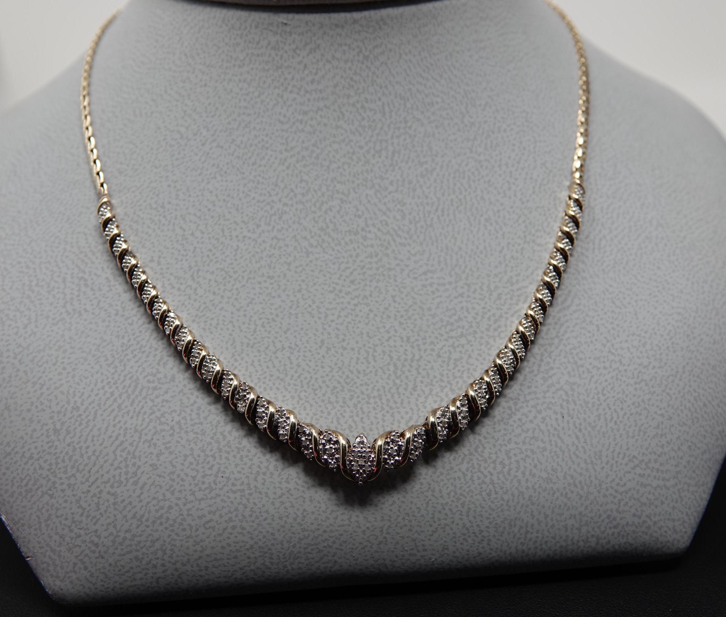 18" Gold over Sterling Diamond Necklace