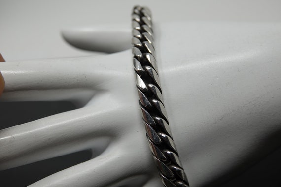 8" Sterling Rounded Curb Link Bracelet ( Toggle C… - image 2