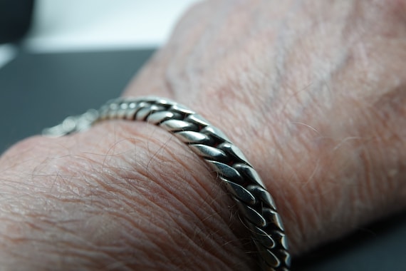 8" Sterling Rounded Curb Link Bracelet ( Toggle C… - image 4