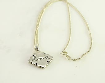 Sterling Love Pendant on a 17" Sterling Chain