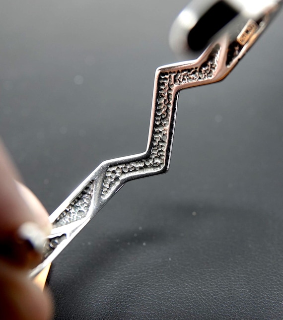 Medium Wrist Solid Sterling Cuff with Turquoise I… - image 5