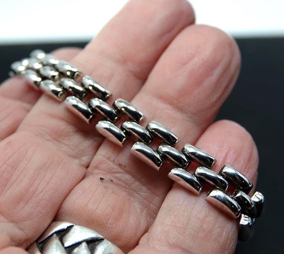 7" Solid Links Sterling Bracelet - image 3