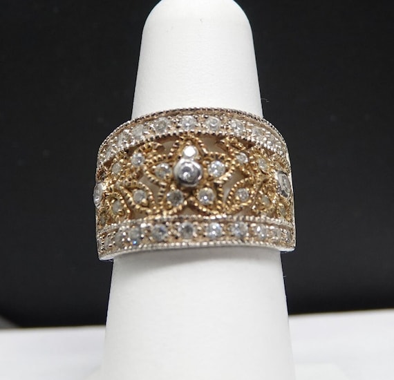 Size 7  Gold over Sterling DQ CZ Ring - image 2