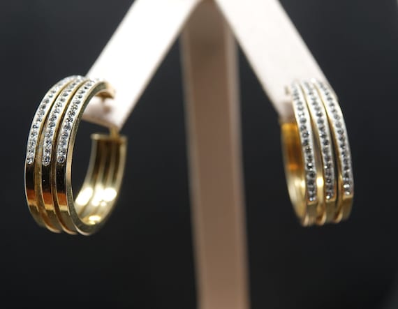 Gold over Sterling CZ Hoop Earrings by Jordan MOM - image 1