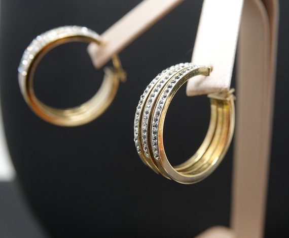 Gold over Sterling CZ Hoop Earrings by Jordan MOM - image 2