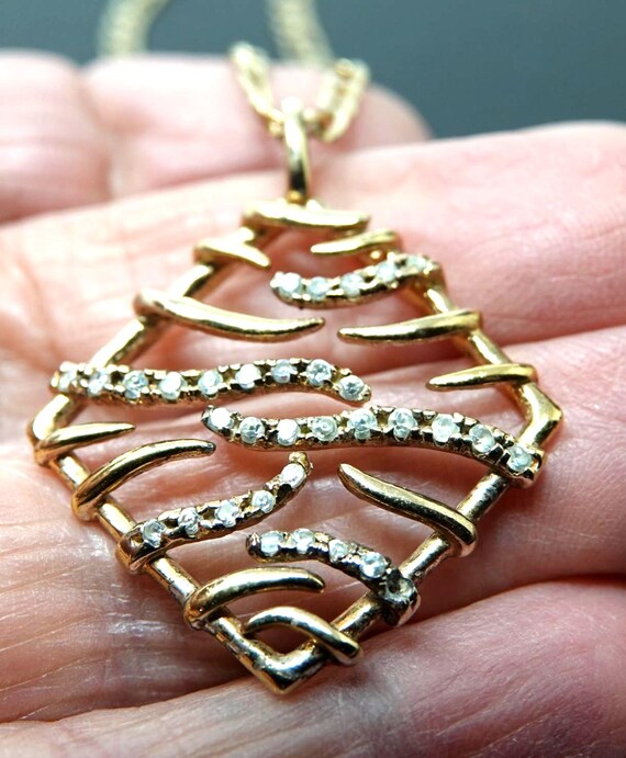 18" Gold over Sterling Necklace with CZ's View 3