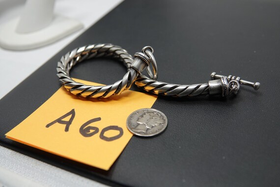 8" Sterling Rounded Curb Link Bracelet ( Toggle C… - image 5