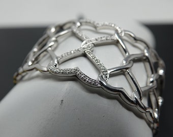 Sterling Cuff With Diamonds (Medium Wrists)