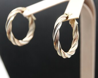 10K Yellow Gold Twisted Hoop Earrings ( Italy)