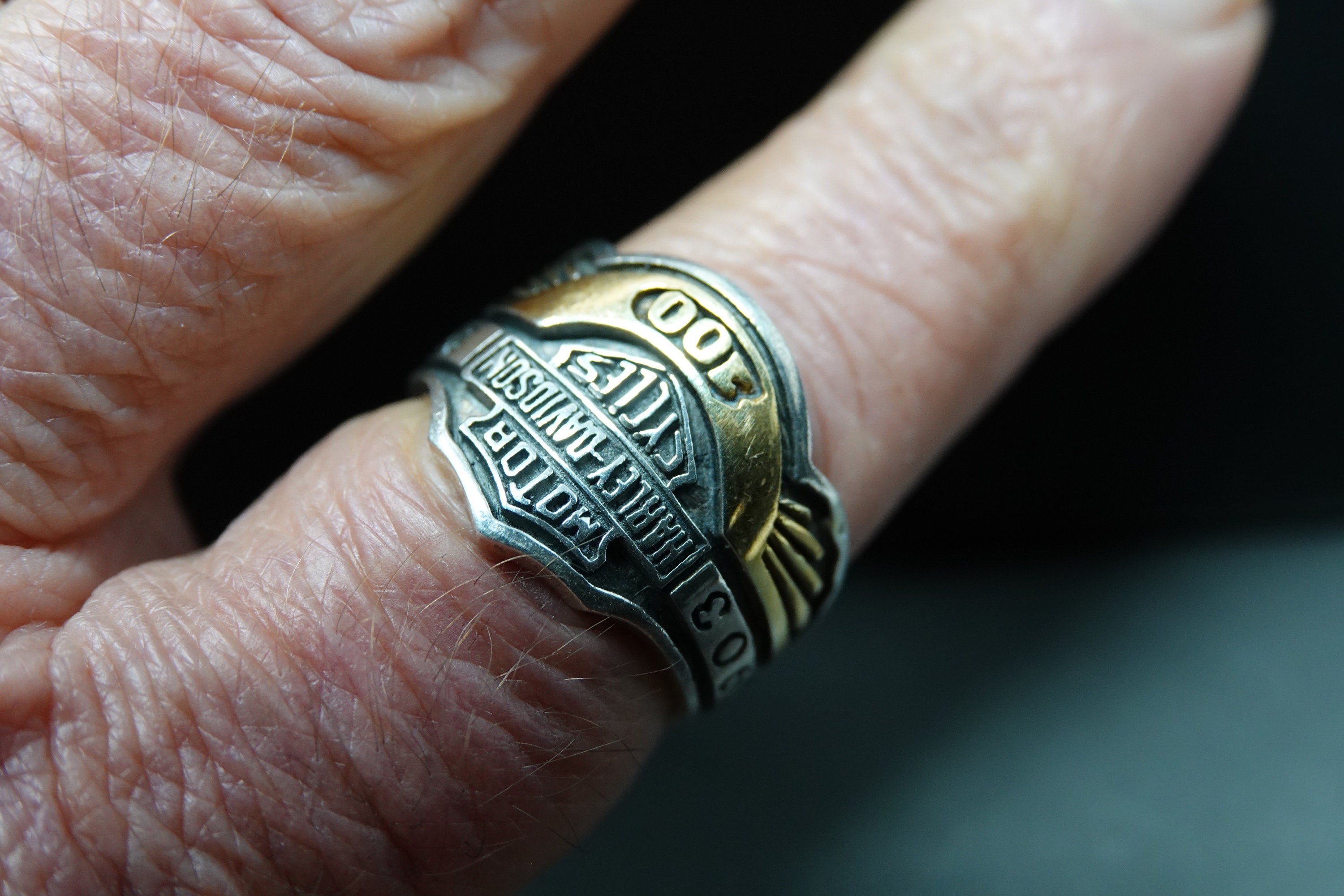 Size 11 * Harley Davidson 100 Year Anniversary Ring Gold and