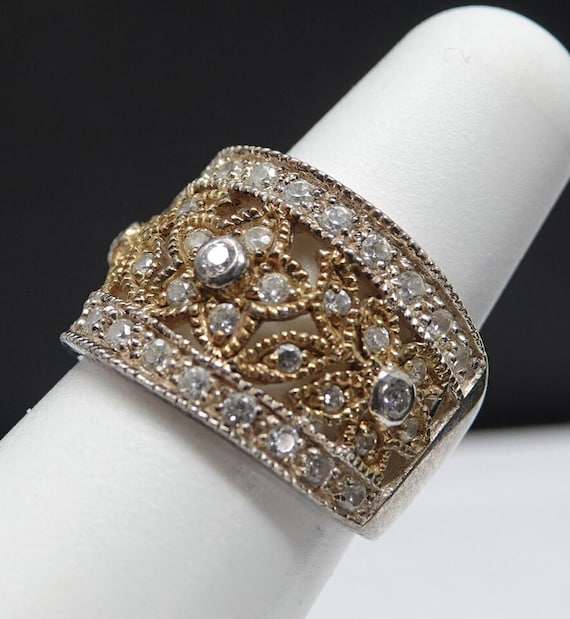 Size 7  Gold over Sterling DQ CZ Ring - image 1