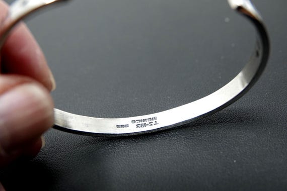 Solid Mexican Sterling Cuff Bracelet for large Wr… - image 3