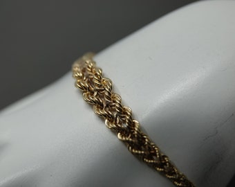 7" 14K Gold Woven Rope Bracelet