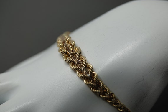 7" 14K Gold Woven Rope Bracelet - image 1