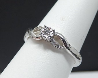 Size 6 3/4  Sterling Ring with Diamonds