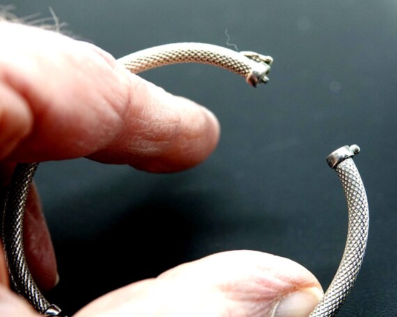 Medium Wrist Hinged Sterling Bangle Bracelet - image 3