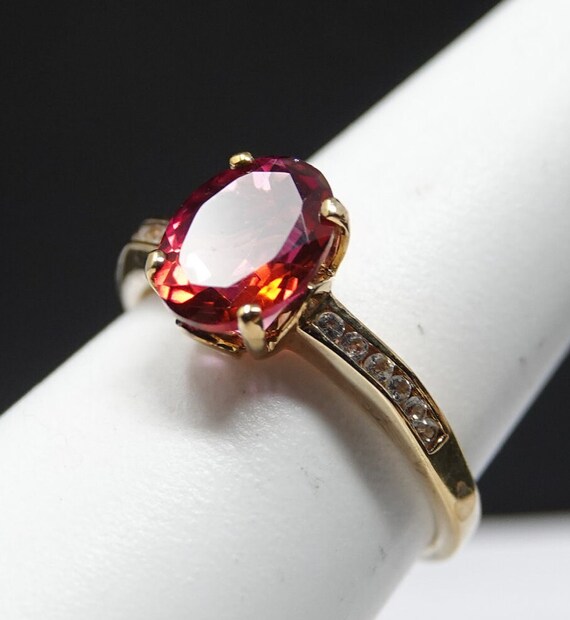 Size 7  9KT Yellow Gold with Topaz Ring - image 2