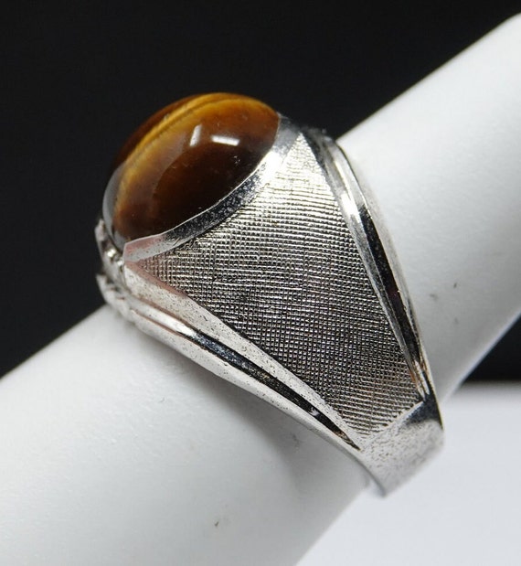 Size 7 Sterling and Tiger Eye Ring - image 3