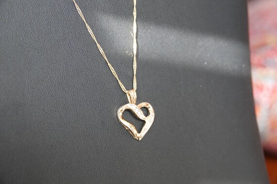10K Yellow Gold and Diamond Heart on a 14K Gold 1… - image 3