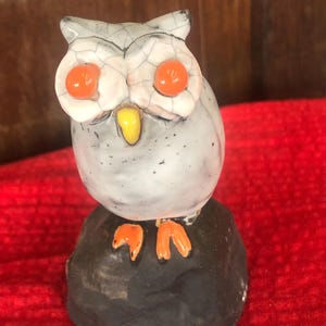 Vintage Hand-Painted Pottery Owl Figurine, Creative Co-op