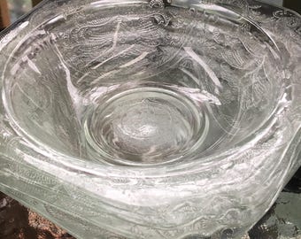 Vintage Federal Glass Co. 1930s Madrid Pattern Pressed Depression Glass Bowls Set of 4