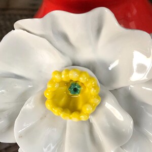 Anthropologie 3D White Poppy Stoneware Vase Retired image 8