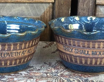 Studio Pottery Down to Earth Glaze Cereal/Soup Bowls by Ed Schrock EUC Set of 2 Inspirational Scripture