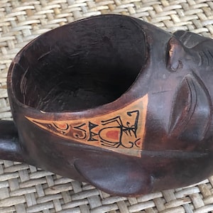 Antique African Hand Carved and Painted Spoon/Ladle Ethnic Collectible Mid-1900s Community Generosity Honor