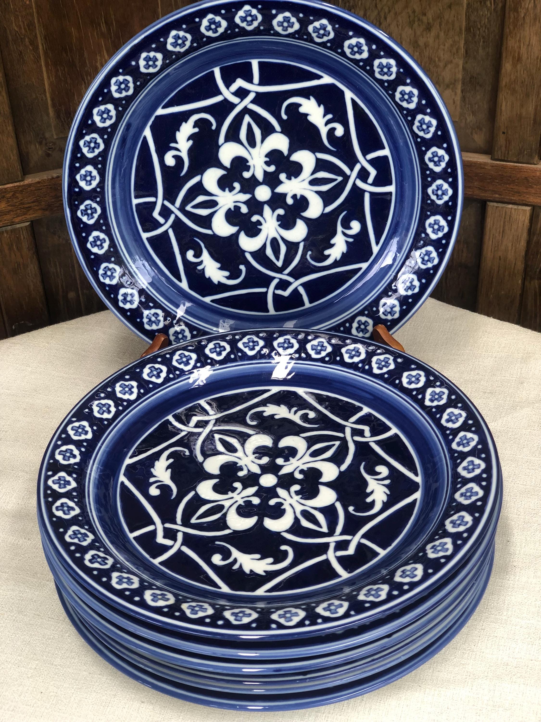 Vintage Blue Flower Plate - Etsy