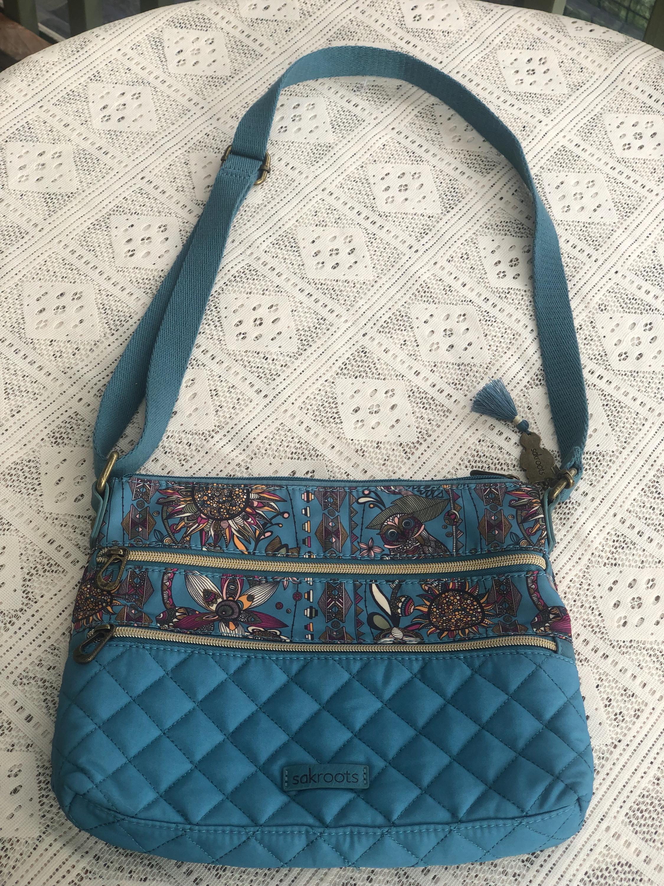 Sakroots Teal Quilted Crossbody Bag: Floral Owl Design - Etsy