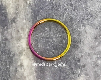 FUCHSIA-GOLD Hinged Segment Ring Titanium Clicker ASTM F136 Septum Ring Conch Hoop - 16g 18g 14g 12g - Anodized Magenta Pink Yellow Gradient