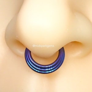 Triple Stack Tiered Hinged Segment Ring 16g Titanium Clicker - ASTM F136 in 8mm, 9mm, 10mm - Choose Your Color - Septum Ring or Hoop Earring
