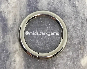 8G or 10G, 6G, 7G, 5G ASTM F136 Titanium Hinged Segment Ring Clicker - Choose Your Color - Septum Ring Hoop Ear Weights - 10 or 8 Gauge