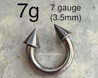 7G (3.5mm) Septum Ring ASTM F136 Titanium Horseshoe Circular Barbell (Internally Threaded), Choose Ball or Spike Ends