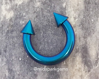 TEAL (4G, 6G, 7G, 8G, 10G, 12G) Anodized ASTM F136 Titanium - Internally Threaded - Bigger Gauge Horseshoe Circular Barbell - Septum Ring