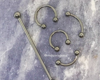 NON-ANODIZED (aka High Polish) Internally Threaded ASTM F136 Titanium Barbell Curved Industrial Circular Horseshoe - Choose 14G or 16G
