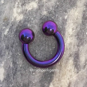 BLURPLE (3G, 4G, 5G, 6G, 7G, 8G, 10G, 12G) Anodized ASTM F136 Titanium Internally Threaded Bigger Gauge Horseshoe Circular Barbell Septum