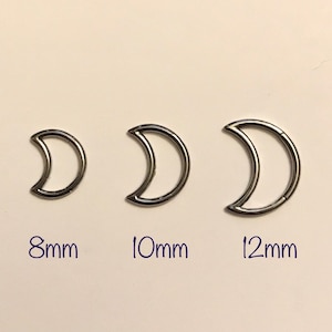 Choose From 20 Colors - Crescent Moon Hinged Segment Ring Titanium Clicker ASTM F136 in 16g - 8mm 10mm or 12mm Daith Hoop Ring