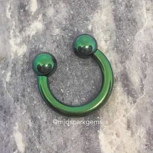 LIME GREEN (6G, 7G, 8G, 10G, 12G) Anodized ASTM F136 Titanium, Internally Threaded Bigger Gauge Horseshoe Circular Barbell Septum Ring