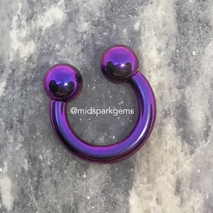 GRAPE PURPLE (3G, 4G, 5G, 6G, 7G, 8G, 10G, 12G) Anodized ASTM F136 Titanium Internally Threaded Big Gauge Horseshoe Circular Barbell Septum