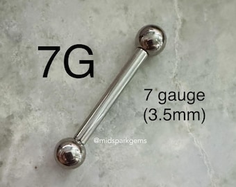 Barra recta de titanio de 7 g (3,5 mm) - Rosca interna ASTM F136 - Elija su color anodizado y tamaño de bola