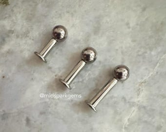 10g eller 12g Titan Flatback Labret - Invändigt gängad ASTM F136 - Välj kulor eller spikar - Över 20 anodiserade färger