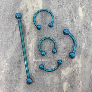 TEAL Internally Threaded ASTM F136 Titanium Barbell Curved Industrial Circular Horseshoe 14G 16G for Septum Rook Daith Eyebrow Bridge Labret